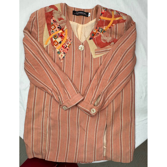 Vintage Canvasbacks Lutton & Horsfield Linen/Rayon Embellished Jacket - Sz-S - Picture 1 of 12
